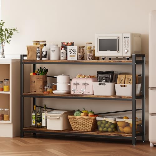 3 Tier Industrial Bookcase, Rustic Etagere Bookshelf for Living Room U5786