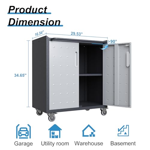 Wall Cabinet with 2 Doors, Lockable, Adjustable Shelves, Heavy Duty Steel J4545