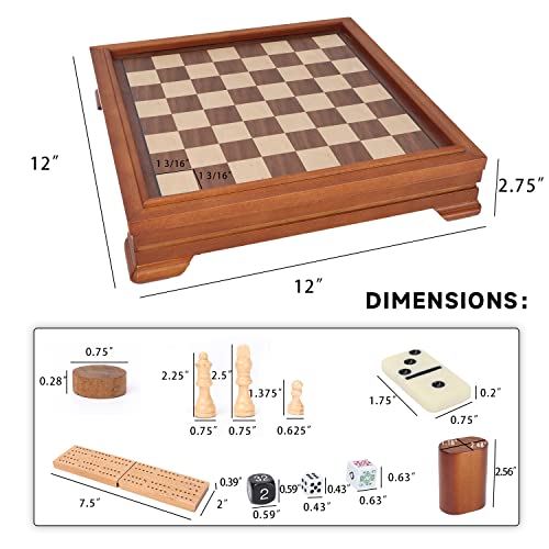 16" 3-in-1 Wooden Folding Chess, Checker & Backgammon Board Game Set L259