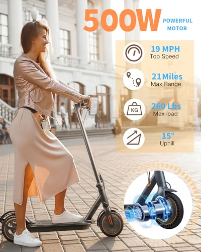 Electric Scooter for Adults, 500W Motor, Folding with Dual Suspension D383