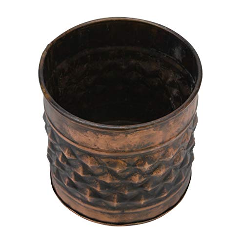 Decorative Diamond Textured Copper Metal Container W9948