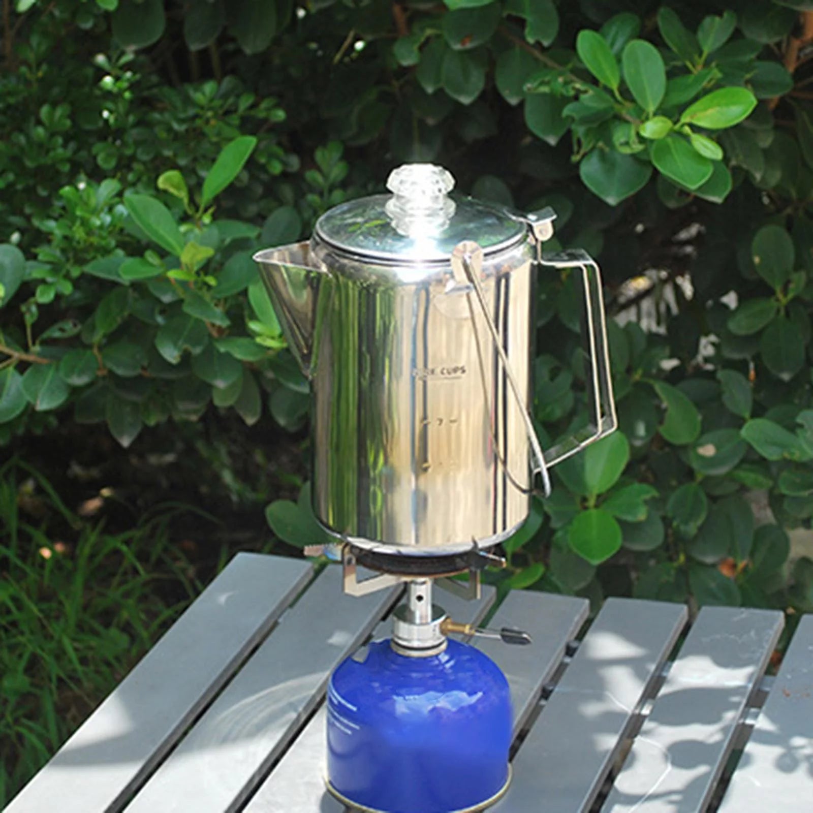 Stainless Steel Camping Coffee Percolator, 9 Cups, Stovetop & Campfire E19778