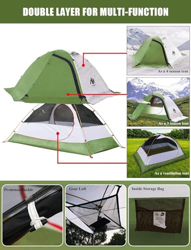 4 Season Backpacking Tent 2 Person Ultralight Waterproof Double Layer T594040