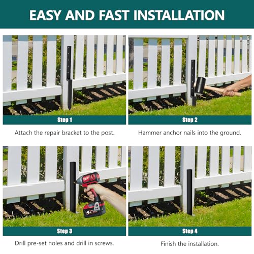 Heavy Duty Steel Fence Post Repair Stakes for Wood Fence M774468