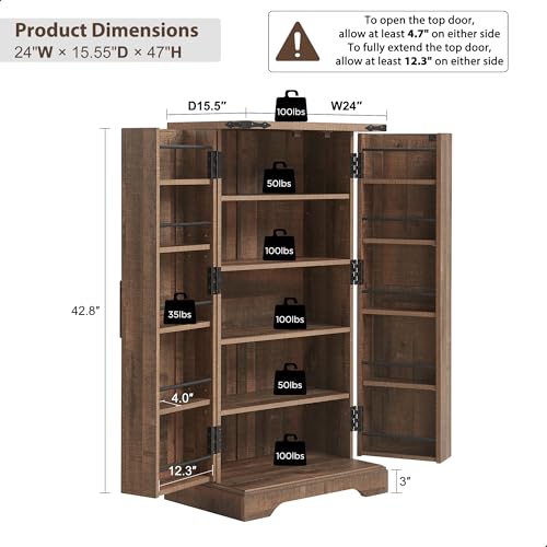 Farmhouse Storage Cabinet with Barn Doors and Adjustable Shelves X3170