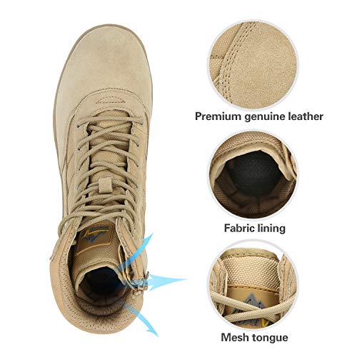 Men's Military Tactical Work Boots Side Zipper Leather Motorcycle Combat Boots N655026