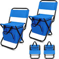Jerify 2 Pcs Small Fishing Chair with Cooler Bag Foldable Fishing Stool Portable Backrest Lightweight Outdoor Folding Chair for Fishing Hunting Camping Travel Seat, Supports 220 Lbs(Green)