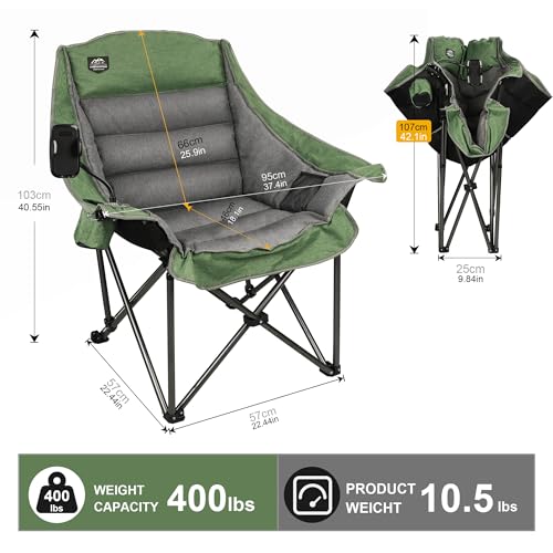 Folding Camping Chair, Heavy Duty Padded, with Cup Holder and Carry Bag J52614