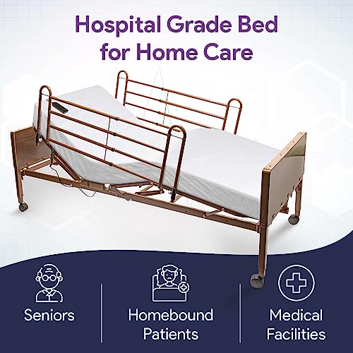 Electric Hospital Bed for Home Use with Foam Mattress and Half Rails R644755