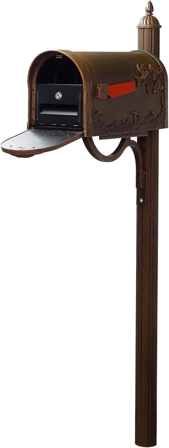 Hummingbird Curbside Mailbox with Locking Insert and Post, Copper W2217