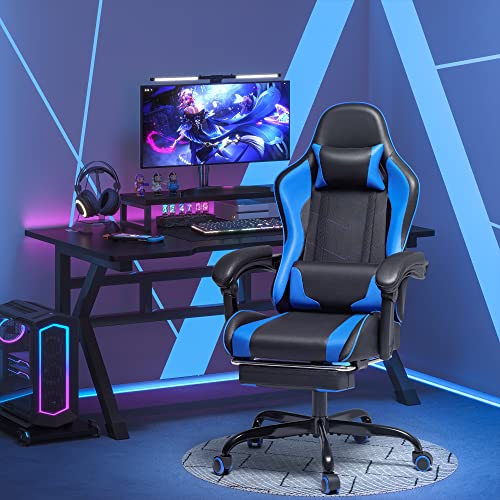 Gaming Chair with Footrest and Massage Lumbar Support J131131
