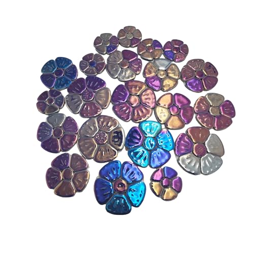 Iridescent Flower Ceramic Mosaic Tiles for DIY Crafts, 3 Sizes I246