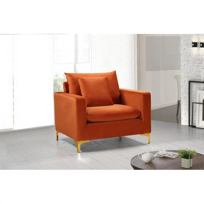 Velvet Accent Chair Set in Cognac Orange H267