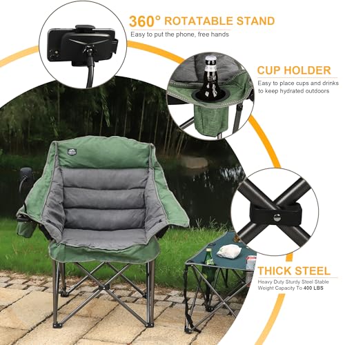 Folding Camping Chair, Heavy Duty Padded, with Cup Holder and Carry Bag J52614