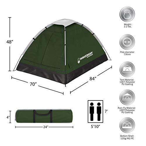 2 Person Camping Tent with Rain Fly and Carrying Bag X3958