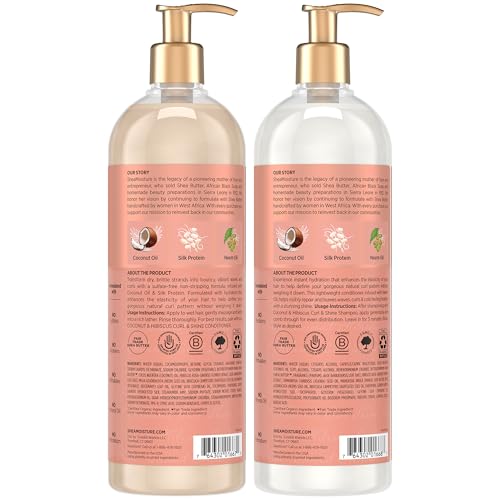 Coconut & Hibiscus Curl & Shine Shampoo and Conditioner, Frizz Control, 16 oz F1862