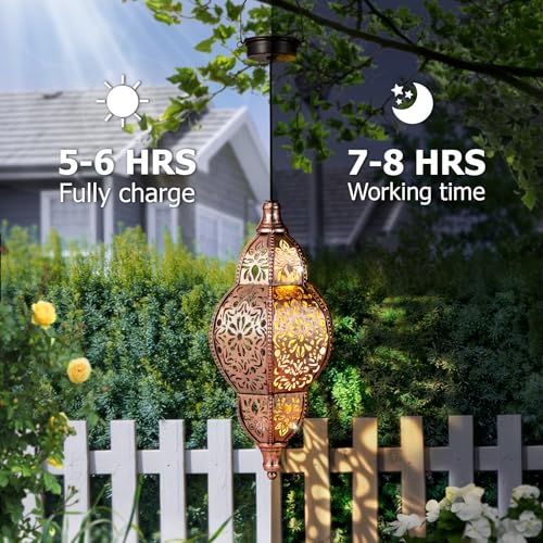 Hanging Solar Lantern Outdoor Decor, Waterproof LED for Garden Patio T6566
