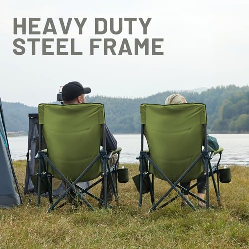 Oversized Folding Camping Chair High Back Heavy Duty for Adults with Cup Holder K6105