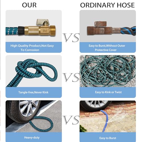 Expandable Garden Hose with Brass Fittings and Spray Nozzle Q192