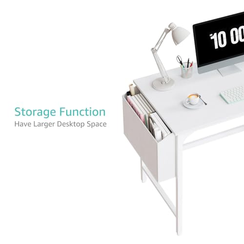 Computer Desk with Fabric Drawers, 40 Inch Reversible Gaming Desk for Small Space Home Office D876