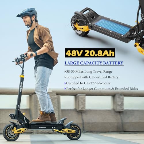 Electric Scooter for Adults with Seat, 10" Off Road Tires, 28-35MPH, Foldable S598796