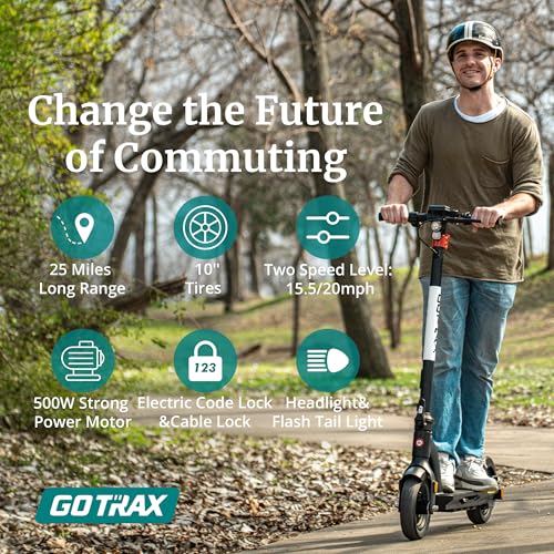 Electric Scooter with 10" Solid Tires, 25 Mile Range, 20 Mph, Foldable for Adults I544