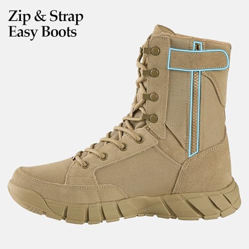 Men's Tactical Boots 8 Inches Lightweight Suede Leather Military Work Boot J951812