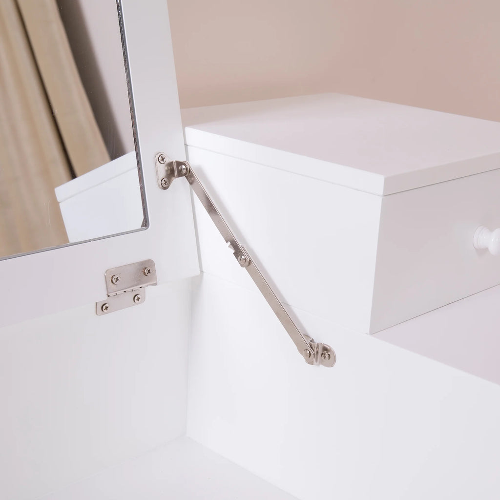 White Vanity Desk with Flip-top Mirror W15207