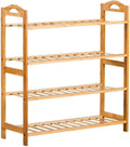 4 Tier Natural Bamboo Wooden Shoe Rack Organizer Stand Storage Shelf Unit, Free Standing Shoe Shelf for Entryway Hallway