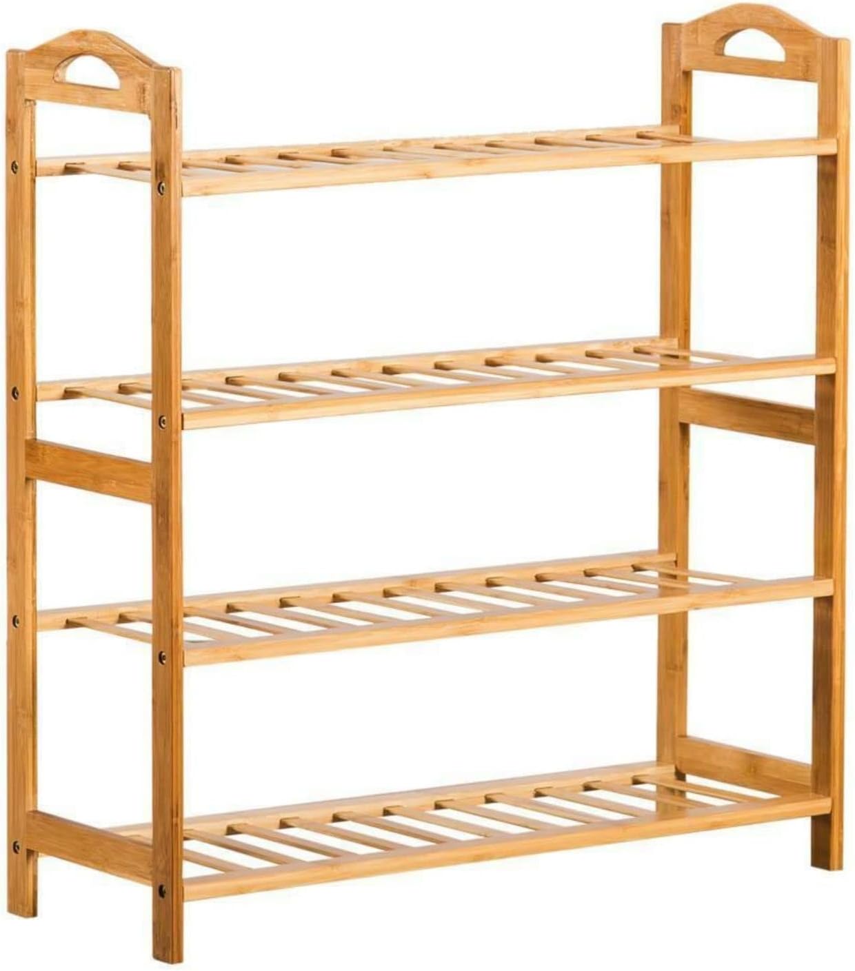 4 Tier Natural Bamboo Wooden Shoe Rack Organizer Stand Storage Shelf Unit, Free Standing Shoe Shelf for Entryway Hallway