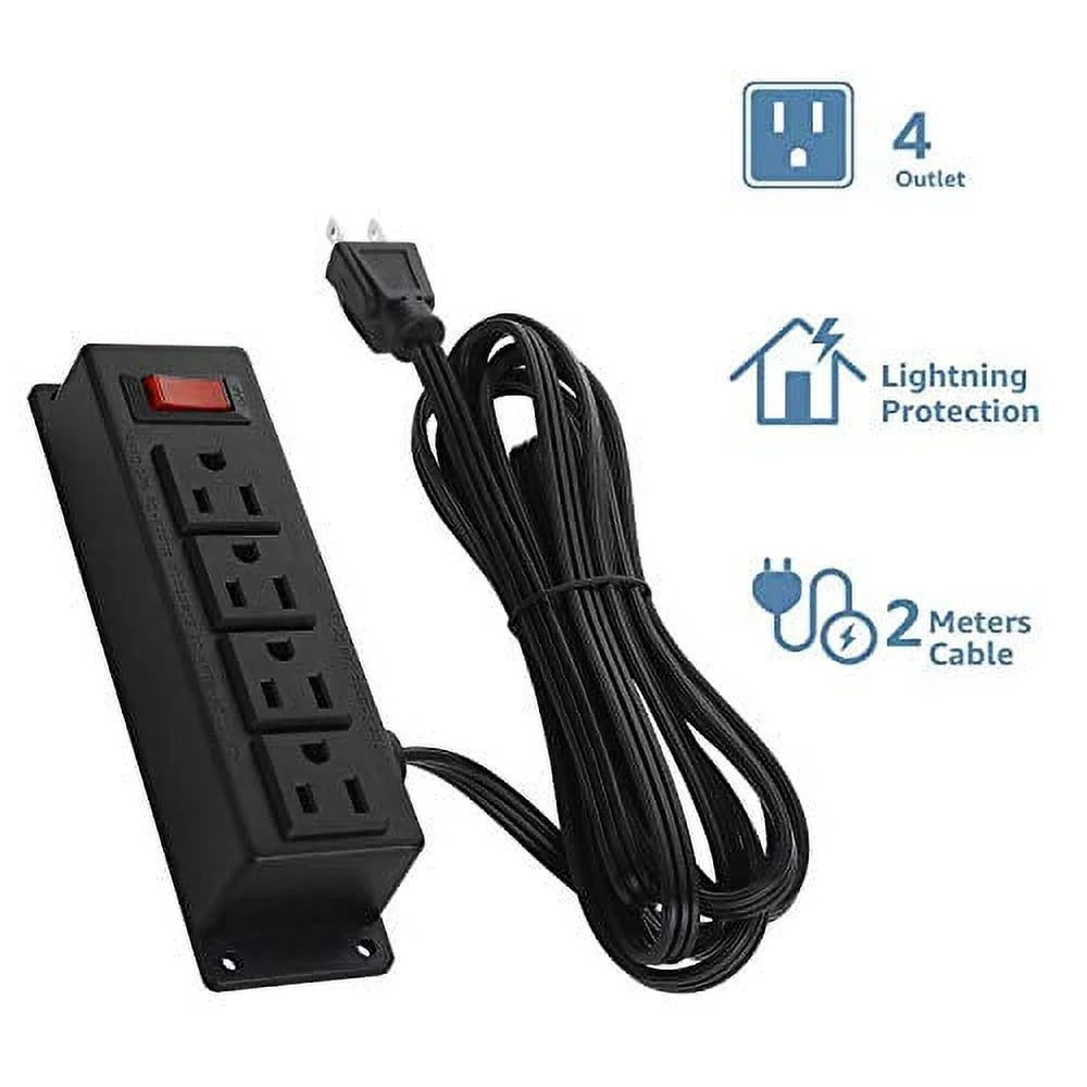 Wall Mount Power Outlet Strip, 4 Outlet with Switch, 6.56ft Cord K86474