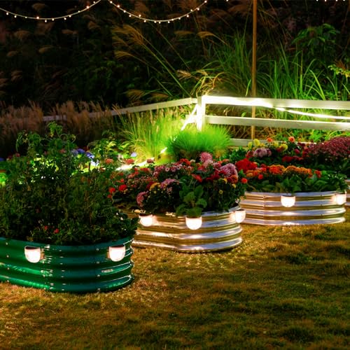 Galvanized Raised Garden Bed with 2 Solar Lights A526