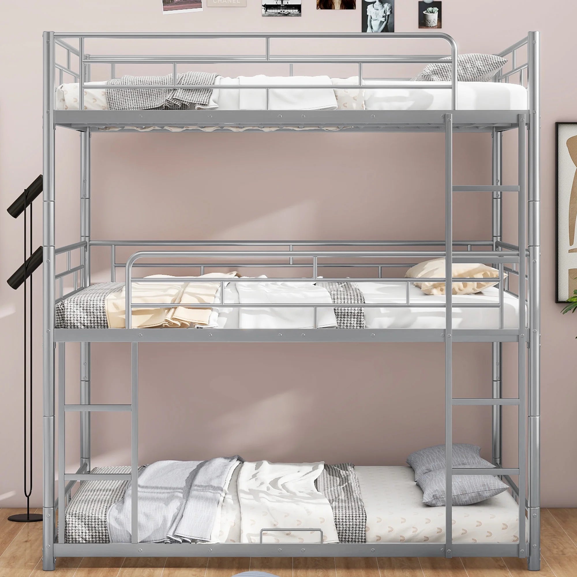 Triple Bunk Bed with Metal Frame G477367