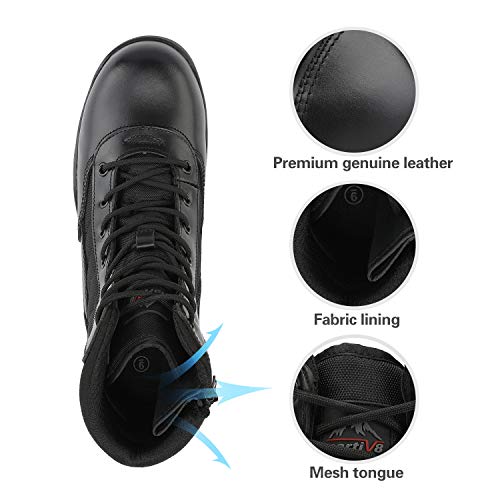 Men's Military Tactical Work Boots Side Zipper Leather Motorcycle Combat Boots N655026
