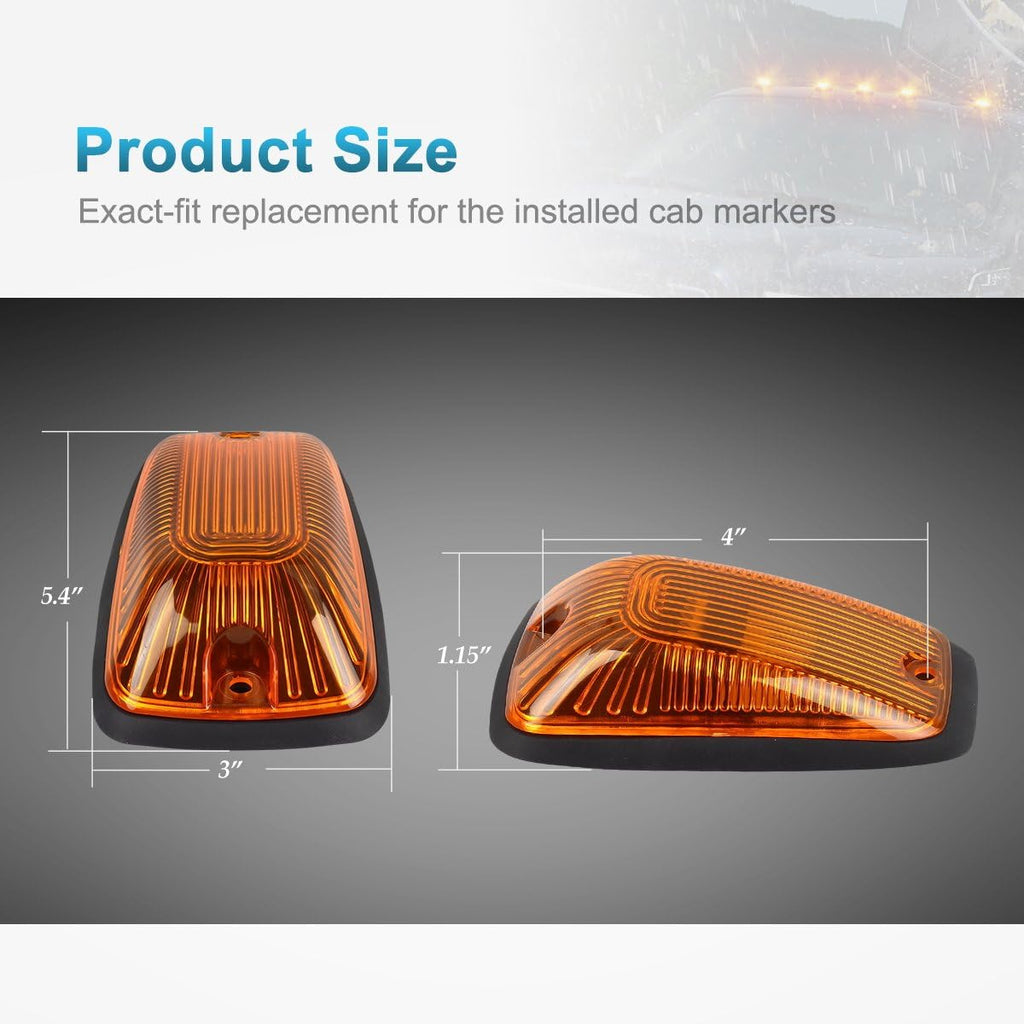 5X 264159AM T10 194 Amber LED Cab Marker Roof Running Lights with Wiring Pack for 1988-2002 Pickup Trucks T9754