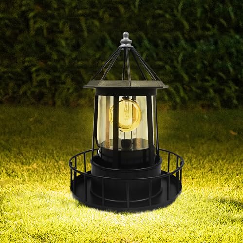 Solar Powered Rotating Lighthouse for Outdoor Garden Decor P9810
