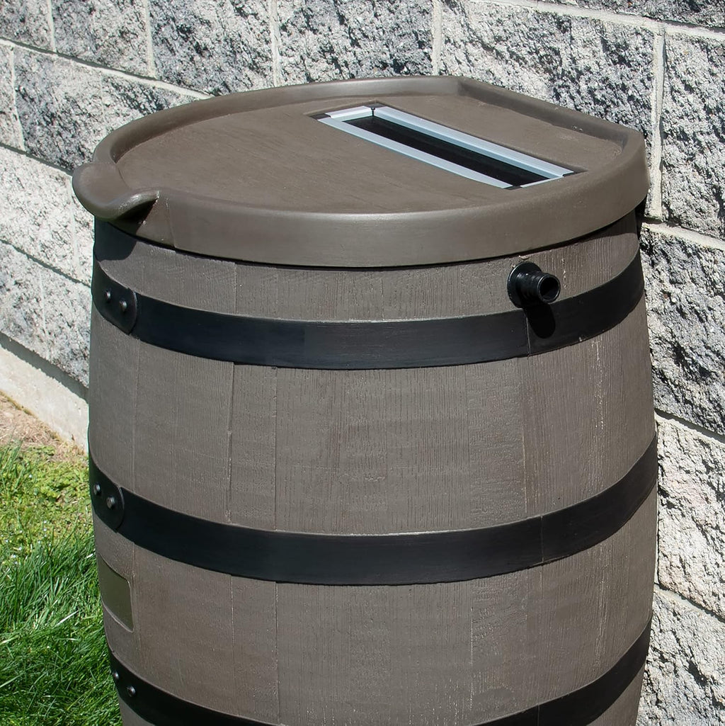 Flat Back Rain Barrel with Removable Lid, 55 Gallon Z265