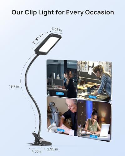 LED Desk Lamp with Clamp, Dimmable, Flexible Gooseneck V37343