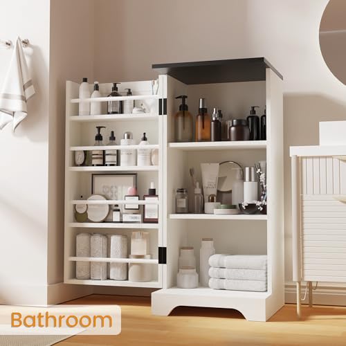 Farmhouse Pantry Cabinet with 6 Shelves and Barn Doors, Brown K34379