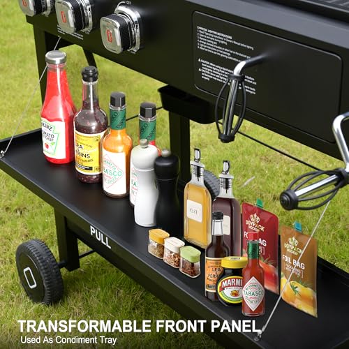 6-Burner Propane Gas Grill and Griddle Combo with Stainless Steel Lids F7495