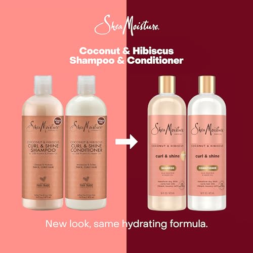 Coconut & Hibiscus Curl & Shine Shampoo and Conditioner, Frizz Control, 16 oz F1862