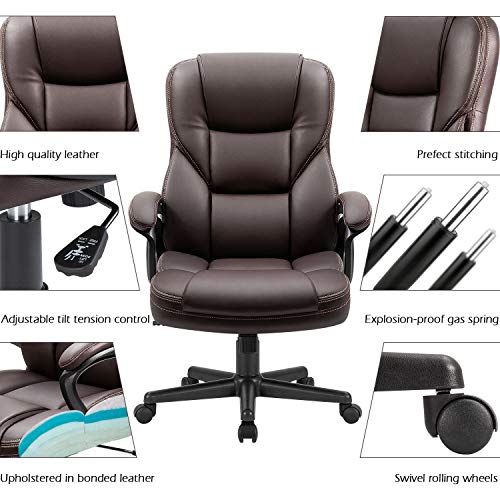 Office Executive Chair High Back Adjustable Swivel PU Leather with Lumbar Support I3854