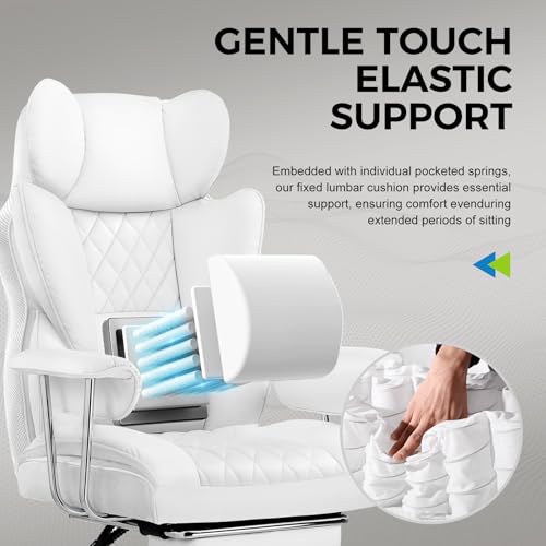 Gaming Chair with Lumbar Support and Footrest, PU Leather, Black E8234