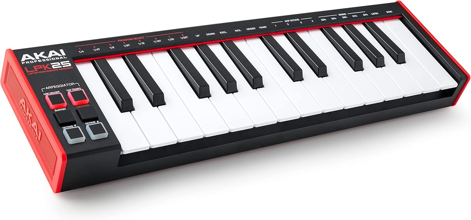 USB MIDI Keyboard with 25 Synth Keys and 8 RGB Drum Pads B657248
