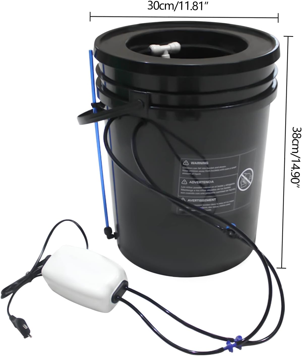5-Gallon Deep Water Culture Hydroponics Growing System Kit with Air Pump and Air Stone J762868