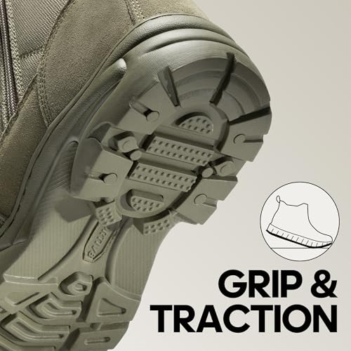 Men's Military Tactical Work Boots Side Zipper Leather Motorcycle Combat Boots N655026
