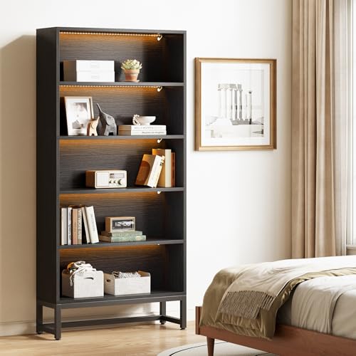 70.8 Inch Tall 5-Tier Bookcase with Closed Back Shelf for Living Room, Bedroom S15331