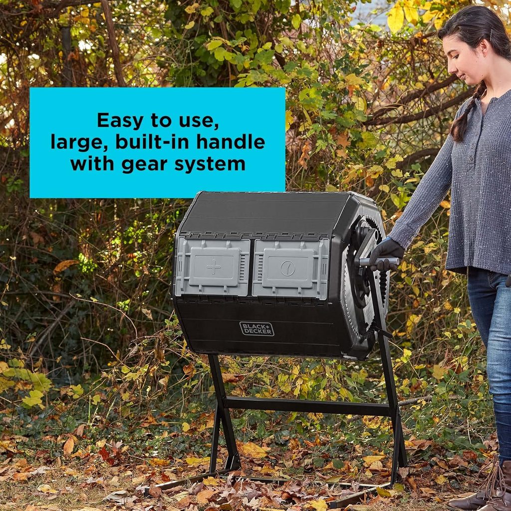 Compost Tumbler, Dual Chamber Composter, 40 Gallon F680160