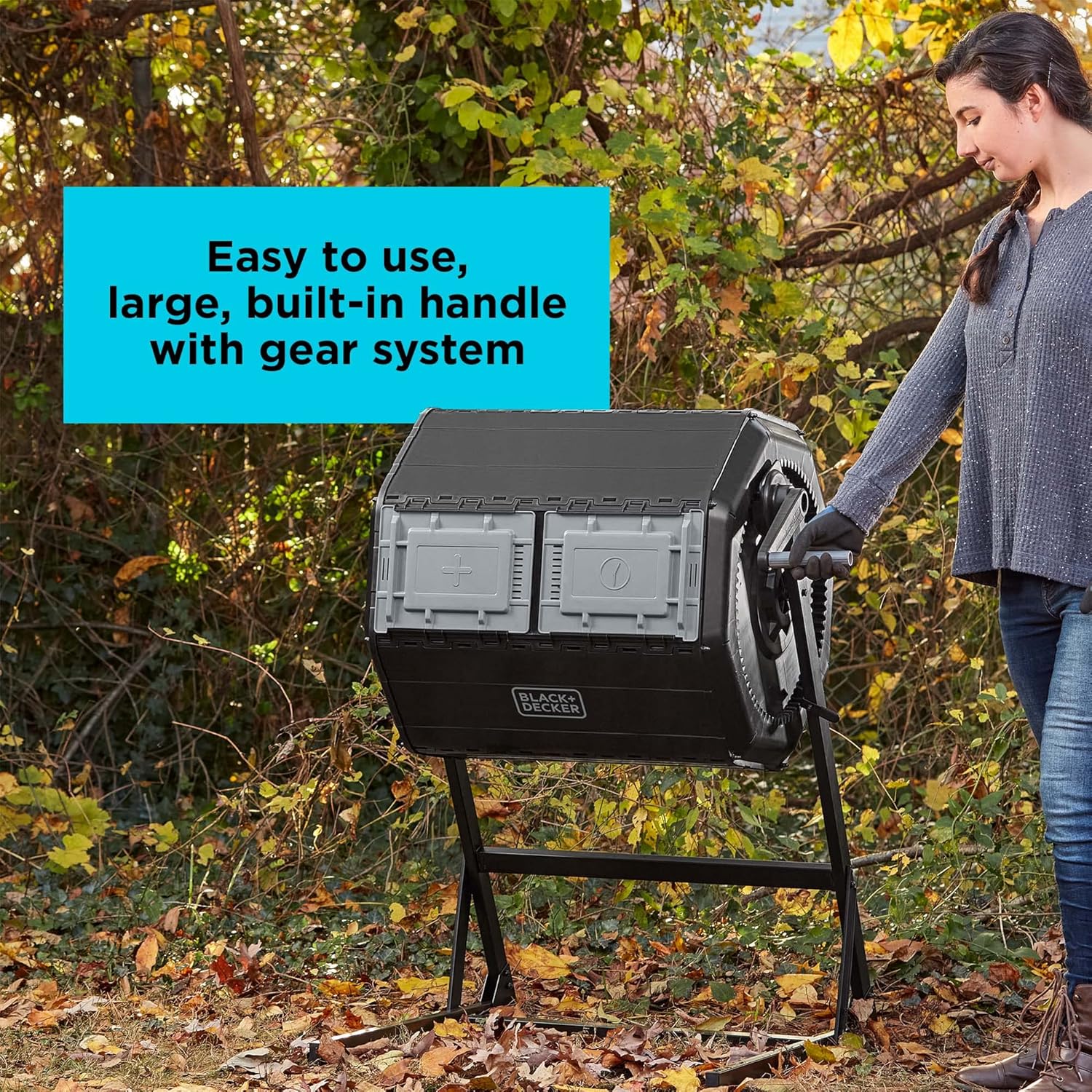 Compost Tumbler, Dual Chamber Composter, 40 Gallon F680160