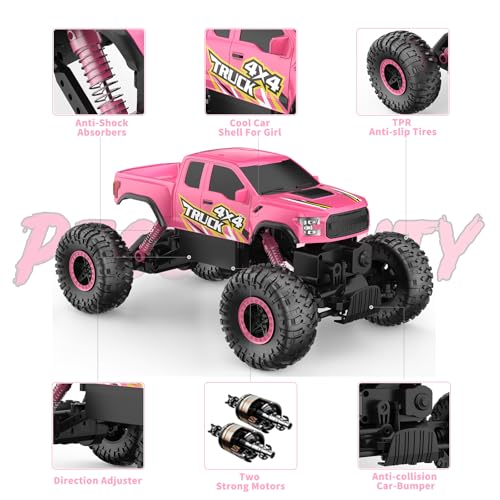 RC Truck 4WD Off Road Crawler Toy for Boys Girls 6-12, Blue C250000